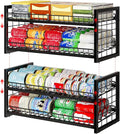 JKsmart 2-Tier Stackable Can Organizer, Extra-Long Can Rack for Pantry Storage, Adjustable Can Dispenser Holds Up to 64 Cans, 12mm Metal Frame, Super Sturdy Holders for Various Canned Food Soda-2 Pack