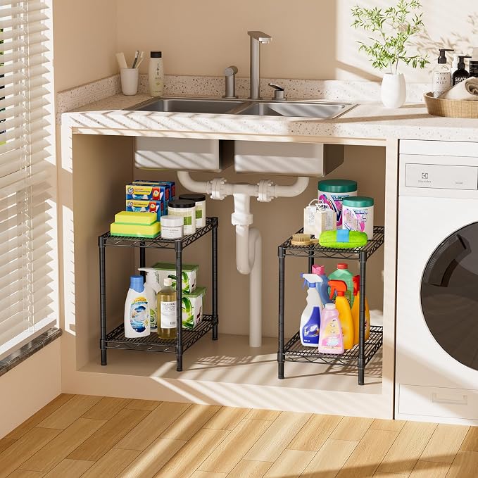 SINGAYE Small 2 Tier Shelves Wire Storage Shelving Adjustable Metal Shelf | Home Storage Small Rack Pantry Closet Unit for Laundry Room Organization Bathroom Kitchen