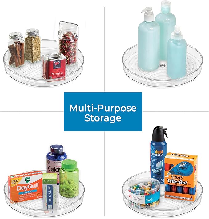 iDesign 9-Inch Lazy Susan Organizer - Small Lazy Susan Turntable for Cabinet or Pantry, 2 Count, Clear (Pack of 12)