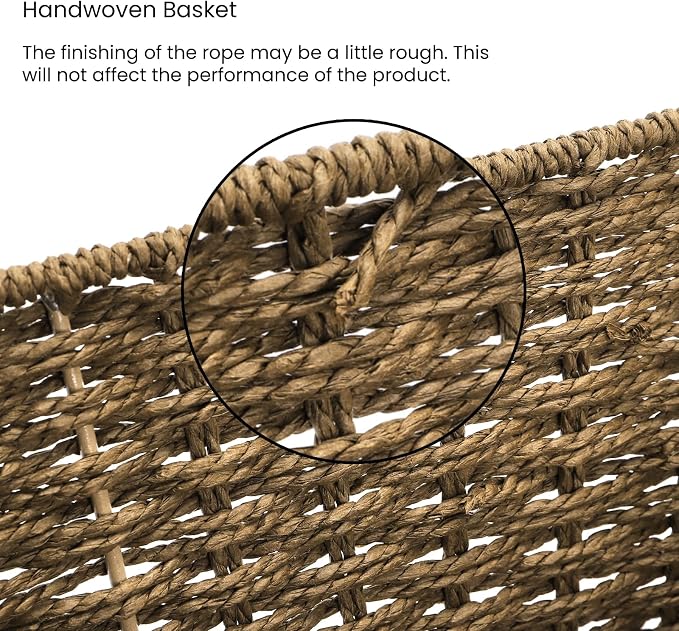 2 Pack Open Front Storage Baskets, Brown Paper Rope Woven Basket with Built-in Handles, 13''L x 10''W x 5''H Pantry Organzier Bins for Shelf, Bedroom, Living Room, Pantry