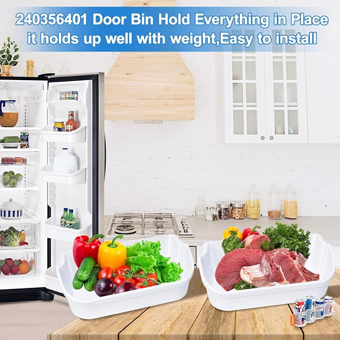 [2 PACK] UPGRADED 240356401 Refrigerator Door Bin Compatible with Frigidaire Door Shelf Replacement Parts FFHS2611PFEA FFSS2614QE6A FFHS2611LBPA FFSS2614QS4A AP2116036 PS430121 Refrigerator Door Shelf