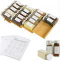 Spice Drawer Organizer with 20 Spice Jars,216 Labels,50 Non-slip Rubber, Bamboo 4 Tier Seasoning Rack Tray Insert for Kitchen Drawers,Cabinets,Countertop,9" Wide x 15.8" Deep
