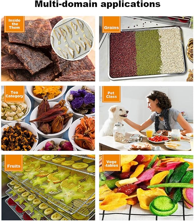 Stainless steel 16 Layer Food Dehydrator Fruit Vegetable Dry Machine Pet Food Dryer Food Dehydrator for Fruit Vegetable Herbs Dog Treats Meat Drying 110V 86℉-194℉