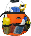 MELOTOUGH Bucket Washing Tool Organizer for a 5 Gallon Bucket Tool Organizer for Garden Tools Fit 3.5 to 5 Gallon Bucket (Orange) | Hold Spray Bottles Scrubs Brush, Mesh With Multiple Compartments, Fits 3.5-5 Gal Buckets, Water-Resistant, Easy To Carry