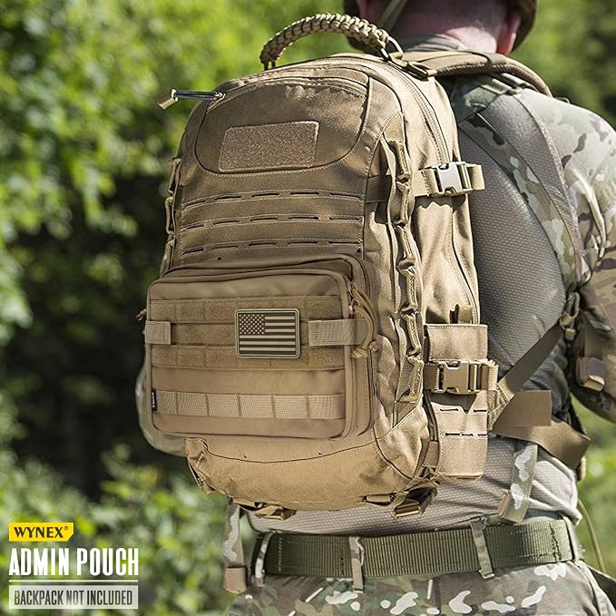 WYNEX Tactical Large Admin Molle Pouch of Double Layer Design EDC Organizer | Molle EDC EMT Utility Pouches with Map Sleeve Modular Tool Bag Large Capacity Flag Patch Included