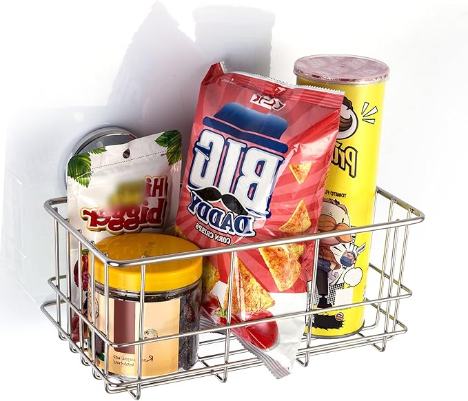SANNO Suction Cup Shower Caddy,Bathroom Caddies Adhesive Pads Deep Large Basket Shelf,Bath Organizer Kitchen Storage Basket for Gel Holder Shampoo, Conditioner -2 pack