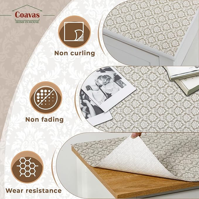 Coavas Shelf and Drawer Liner, Non Slip Extra Grip Non Adhesive Waterproof Thickened Cabinet Mat, Easy Cut for Kitchen Pantry Bathroom Dresser Cupboard (Beige Cream, 12IN x 30FT)