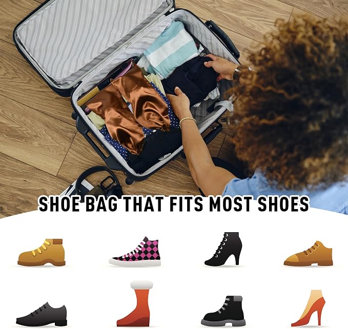 GONGKANGYUAN 20 Pack Satin Shoe Bags for Travel, Drawstring Shoe Storage Bags for Men and Women, Dustproof Moisture-Proof Shoe Pouches for Packing & Organizing Shoes