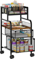 SWTYMIKI Rolling Cart with Drawers - Metal Craft Cart with Wheels, DIY Divider and Wood Shelf, Art Supply Organizer for Under Desk Storage, Utility Storage Cart for Home Office Studio, Espresso