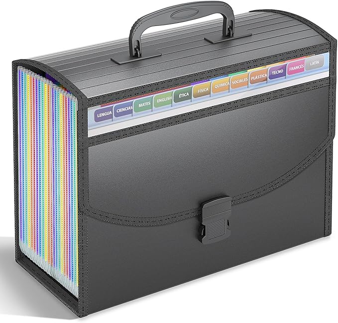 TOPCJ 25 Pockets Accordion File Organizer with Handle,Expanding File Folders for Documents, A4/Letter Size Paper,a-z Tabs,Perfect Expandable Accordian Filing Folders with Visible Window
