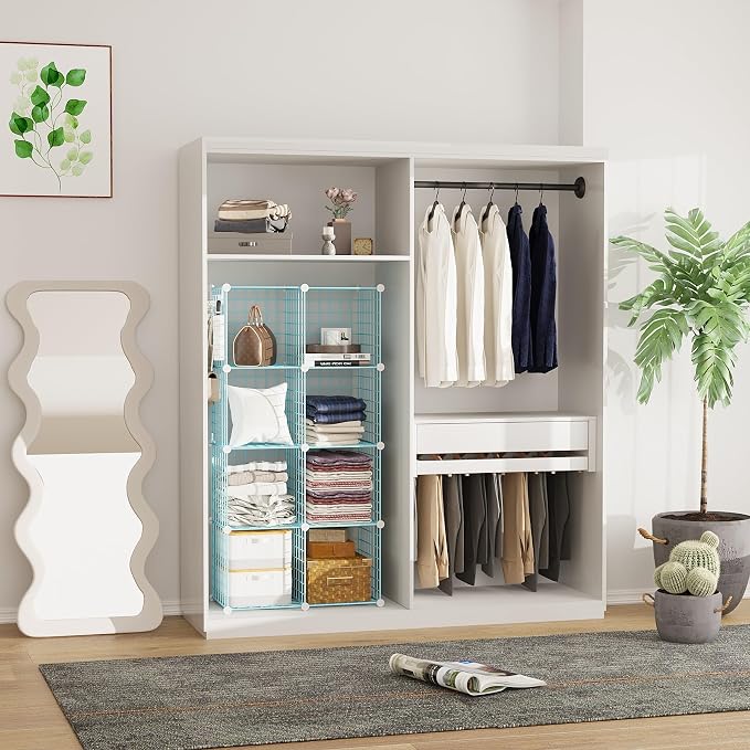 C&AHOME Wire Cube Storage, 8 - Cube Organizer Metal C Grids, Modular Shelves Units, Closet Organizer, Ideal for Home, Office, Living Room, 24.8" L x 12.4" W x 48.4" H, Blue UWCS3008B