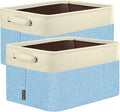 BALEINE 2 Pack Fabric Closet Storage Bins for Shelves, Linen Closet Organizers and Storage, Decorative Baskets for Organizing, Shelf, Clothes, Home, Office (Skyblue, 15''x11''x9.5'')