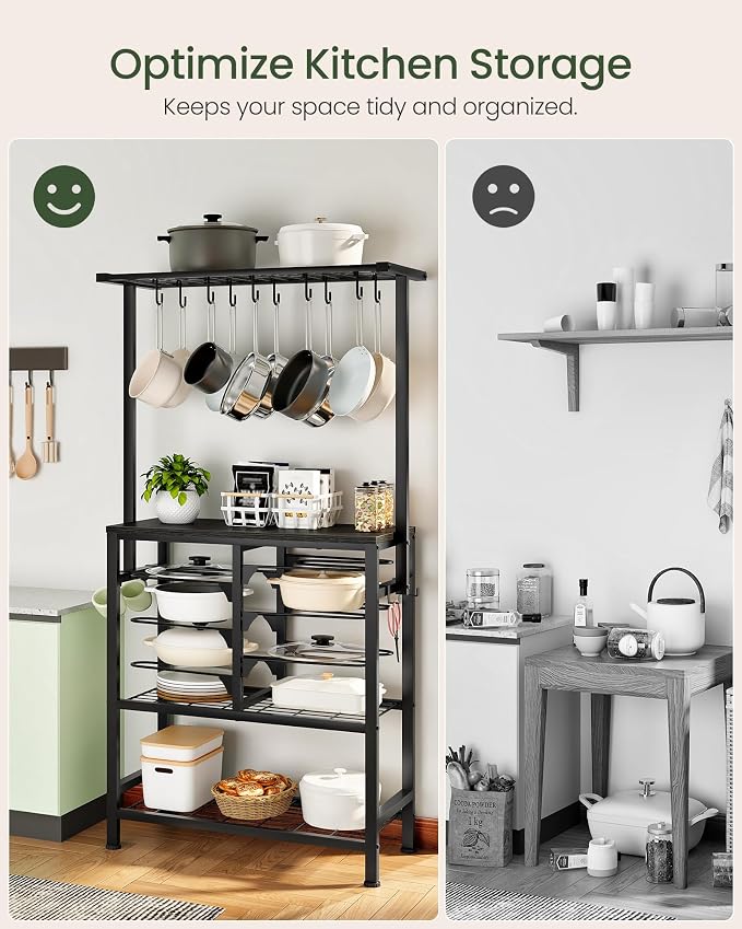 CHOEZON Pots and Pans Organizer Rack, Kitchen Bakers Rack, Multi-Tier Storage Shelf, Kitchen Island Table, Cooking Rack with Pots and Pans Storage, Black TPR60BB