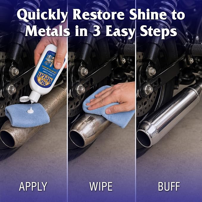 Mr. Metal Metal Polish Liquid, Multipurpose Cleaner, Tarnish Remover, 8 oz | Non-Abrasive, For Sterling Silver & Silverplate, Brass, Copper, Stainless Steel, Pewter & Chrome, Removes Tarnish Fast