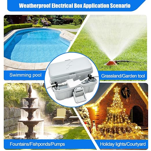 Hrensaw Small Weatherproof Electrical Connection Box(Inner 5.5 x 3 x 2.2inch),Outdoor Electrical Box,Waterproof Extension Cord Covers for Plug, Extension Cables, Holiday Lights,Grey