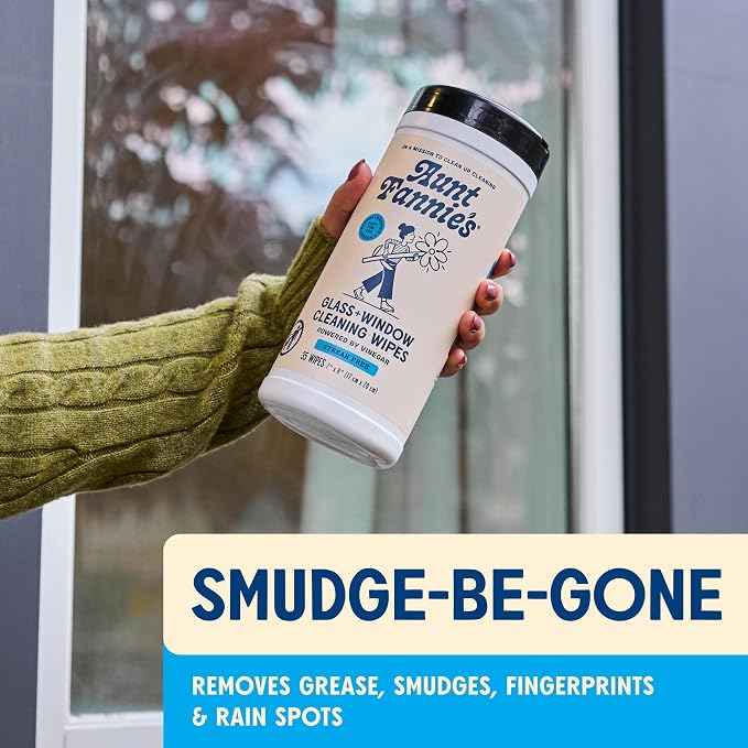Aunt Fannie's Glass & Window Cleaning Bundle, Vinegar Spray and Wipes, Natural Streak-Free Spray, Pack of 3