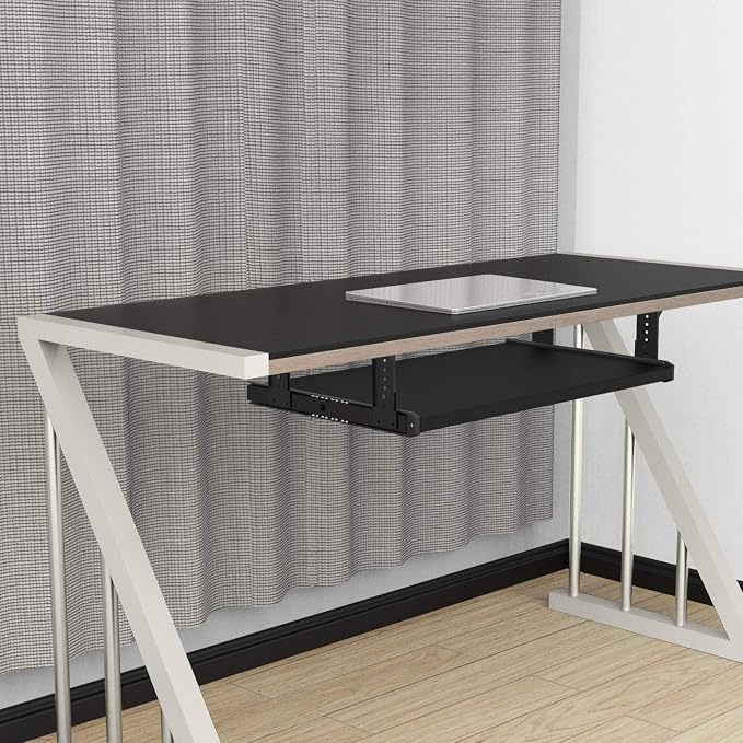 FRMSAET Heavy Duty Metal 14 inches Drawer Slides Ball Bearing 3/4 Extension Rails Underdesk Keyboard Slide Cabinet Furniture Drawer Hardware Accessories with Adjustable Height Bracket. (Black)