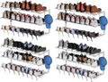 4 Pack Wall Mounted Shoe Rack, 3 Tier Hanging Shoe Rack Holds 48 Pairs, 17"-30"Adjustable Heavy Duty Metal Shoe Organizer Holder with 8 Storage Hooks, Space Saving for Closet Entryway Doorway（White)