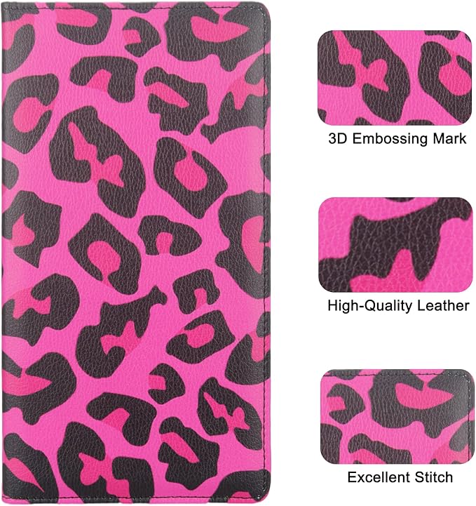 LumiMokki Premium Car Registration & Insurance Card Holder with Magnetic Shut, Vehicle Glove Box Car Organizer - For Documents, Cards, License (Leopard B)