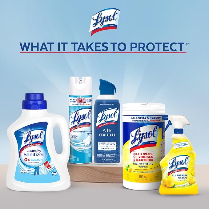 Lysol Disinfecting Wipes, Cleaner, Lemon + Mango + Linen, 80 ct. (4 Pack) | All Purpose Cleaner, Sanitizing, Deodorizing, Apartment Essentials, Back To School Cleaning Supplies, Kitchen & Bathroom Wipe