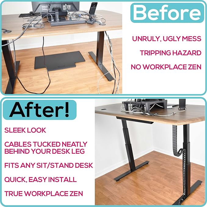 Quality Clever PivyCord-Vez Flex Chain Raceway Cable Management Solution for Sit-Stand Variable Height Desks, Flexible Cable Raceway to Hide, Organize and Protect Wires and Cables, White