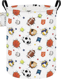FANKANG Storage Basket, Nursery Hamper Canvas Laundry Basket Foldable with Waterproof PE Coating Large Storage Baskets for Kids Boys and Girls, Office, Bedroom, Clothes,Toys(3D Sports Balls)