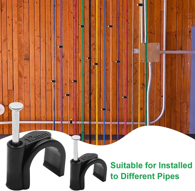 Black Half Clamp J-Hook with Nail, 0.16inch/4mm, 200pcs | For Pex Tubing Pipe Support