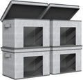 Univivi Foldable Fabric Storage Boxes Large Storage Bins with Lids [4-Pack] Collapsible Storage Cube Organizer, Closet & Bedroom Organization Containers, Home Storage Cube Box (Gray, 17“ x 12” x 12")