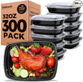 Glotoch Meal Prep Containers 1-Compartment with Lids 300 Pack 32oz, Disposable Plastic Food Storage Containers, Takeout & Restaurant, BPA-Free, Stackable, Microwave/Freezer/Dishwasher Safe