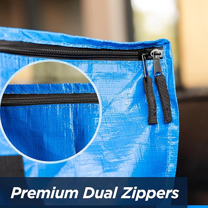 Blue Heavy Duty Extra Large Storage Bags with Zipper and Handles, 23 Gallon Capacity, 4 Pack