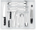 1 Pcs Utensil Drawer Silverware Organizer, Metal Mesh Expandable 13" 24" Kitchen Drawer Organizer, 7-9 Slots Cutlery Tray Dividers for Kitchen Flatware Christmas Housewarming Gift (White)