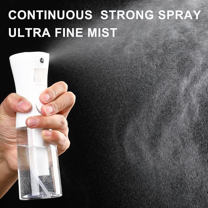 hair spray bottle, ultra-fine spray continuous spray bottle (200ml/6.8oz), used for hair design, vegetation, cleaning and skin care - empty, reusable (White)