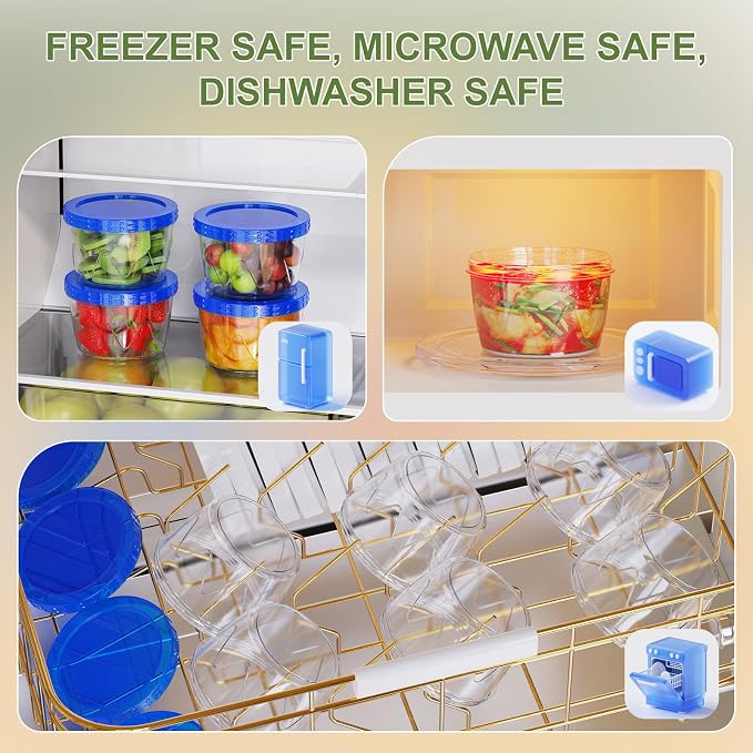 12 Pack- 17/34oz Reusable Freezer Storage Containers, [STURDIER and MORE DURABLE] Airtight Plastic Food Storage Containers with Twist Top Lids, BPA Free|Stackable|Leakproof| Microwave/Dishwasher Safe