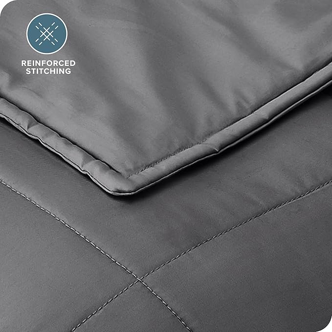 Bare Home Weighted Blanket Full or Queen Size 15lb (48" x 72") for Adults - All-Natural 100% Cotton - Premium Heavy Blanket Nontoxic Glass Beads (Grey, 48"x72")
