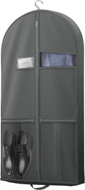 Lazebox 43" Travel Garment Bag with Accessories Zipper Pocket, Heavy Duty Suit Bag for Suits, Tuxedos, Dresses, Coats, Dark Grey, 1 pack