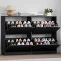 BORNOON Shoe Cabinet with 4 Flip Drawers, Narrow Hidden Shoe Storage Cabinet, Slim Freestanding Shoe Rack Organizer for Entryway, Hallway, Bedroom, Living Room
