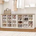 Hzuaneri Shoe Storage Bench, Wooden Entryway Shoe Benches with Cubby | Widened Wooden Farmhouse Shoe Bench with Compartments, Shoe Rack Benches for Cloakroom, Living Room, Antique White SB52514B