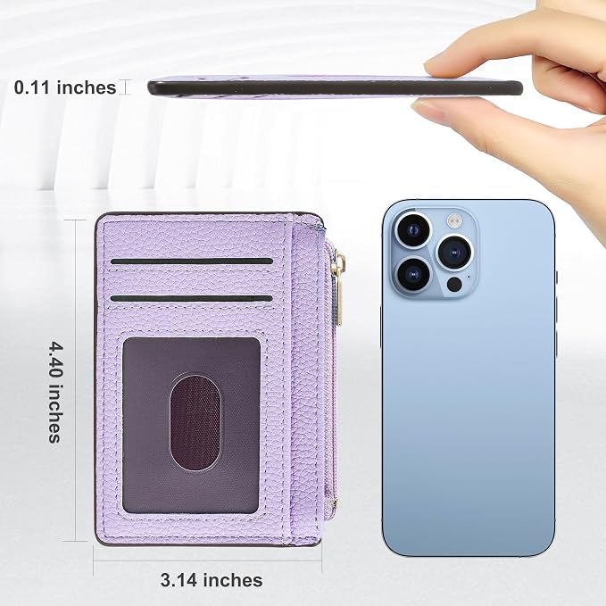 Tipmile Womens Credit Card Holder Wallet, Small Slim RFID Blocking Sleeve | Mini Tiny Cute ID Case, Minimalist Zipper Pocket Wallet, Thin Coin Purse, Mothers Gift