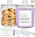 1 Gallon Glass Jars with Airtight Lids, 2 Pack Cookie Jars | Large Food Storage Containers with Scoops, Labels, Marker for Flour, Sugar, Candy, Snacks, Pantry,Bathroom Storage