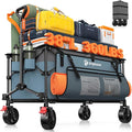 Originsure 220L Collapsible Wagon Cart Foldable, 38" L Extra Large Heavy Duty Folding Beach Wagons with All-Terrain Wheels, Utility Carts for Camping, Sports, Shopping, Groceries - Grey&Blue