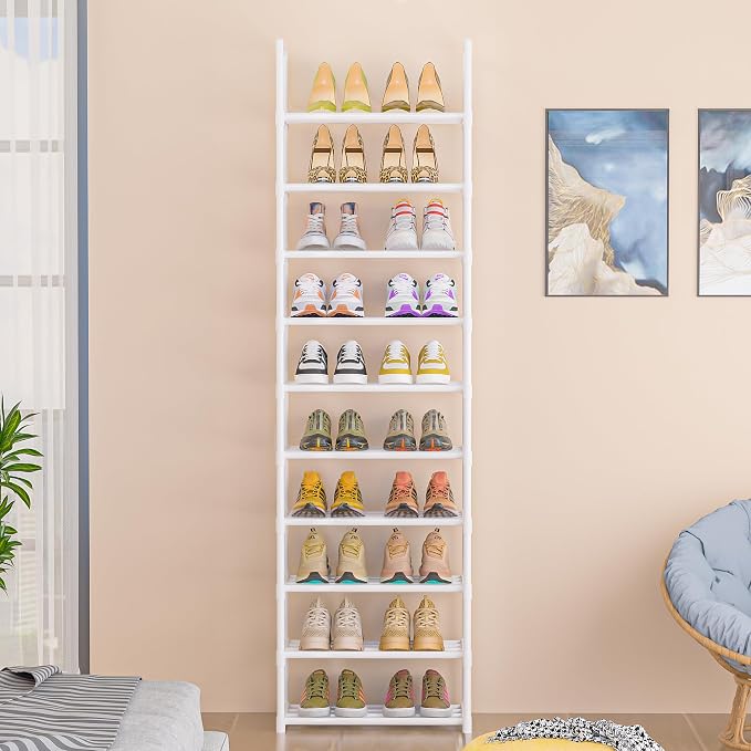 OYREL Sturdy Metal Shoe Rack Organizer, Narrow Shelf Stand for Closets