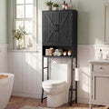 23.6" Over The Toilet Storage Cabinet with Barn Door,Bathroom Organizers and Storage with Adjustable Shelves, Farmhouse Over Toilet Organizer for Bathroom,Restroom,Laundry,Black