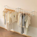 Homeyeeng Clothes Racks, Industrial Pipe Clothing Racks for Hanging Clothes, Wall Mounted Heavy Duty Space Saving Garment Racks, Multi-Purpose Clothing Hanging Rods for Closet Storage, White, 2Pcs