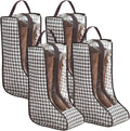 4 Pcs Boot Bags with Handles for Cowboy Boots Houndstooth Shoe Dust Proof | Boot Storage Organizer Tall Boots, Travel Shoes Organizer for Packing, Daily Use, Home Closet Organization