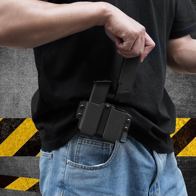 Kydex Magazine Holder,Forcenter OWB Double Magazine Pouch,Universal Magazine Holster for Glock/S&W/Ruger/Sig Sauer/Taurus/H&K/Springfield/CZ/1911 Mags