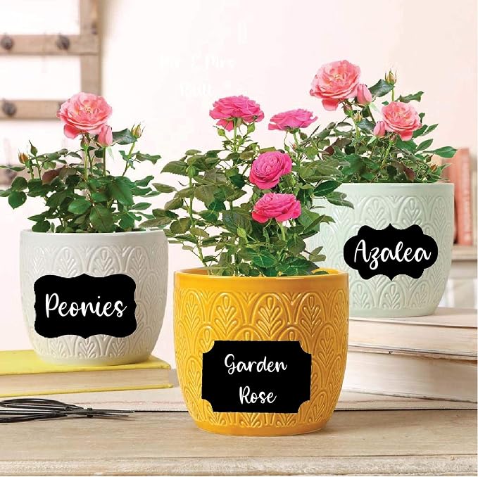 Mantah Chalkboard Label Stickers 96pcs - 9 Assorted Shapes in 3 Sizes with 2 White Chalk Marker, Reusable Waterproof Label for Storage Bin, Food Container, Jars, Containers