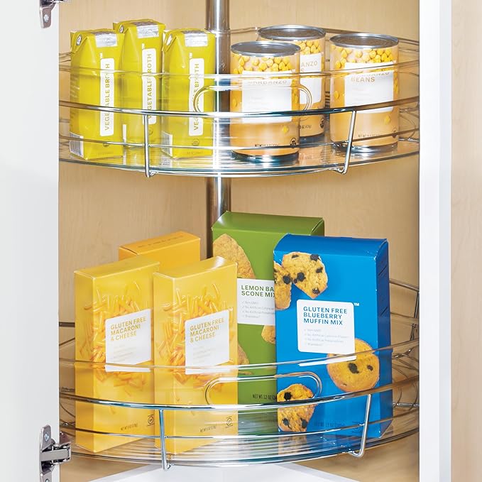 iDesign Clear Plastic 1/4 Wedge Bin, Corner Lazy Susan Cabinet Style | Kitchen Cabinet Organizer