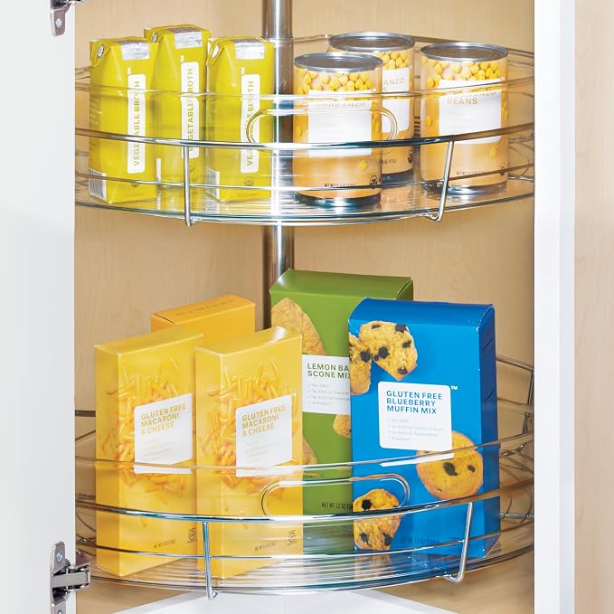 iDesign Clear Plastic 1/4 Wedge Bin, 4-Pack | Corner Lazy Susan Cabinet, Kitchen Cabinet Organizer