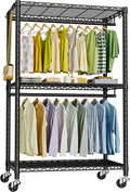 FUTASSI P3 Rolling Clothes Rack, Clothing Racks for Hanging Clothes, Heavy Duty Garment Rack with Wheels, Freestanding Portable Closet Racks 39.4'' W x 14'' D x 78.5'' H, Max Load 470 LBS, Black