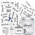167 Laundry Room Labels for Containers, Prefdo Waterproof Black Script Preprinted on Clear Stickers for Linen Closet Home Organization(Black)